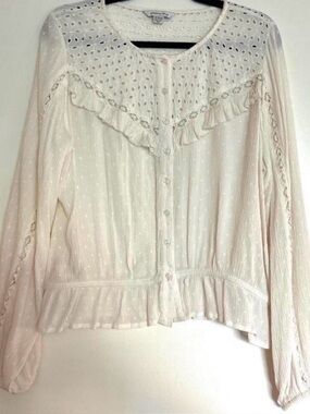 Vintage Y2K American Eagle cottage core ruffle long sleeve shirt top blouse